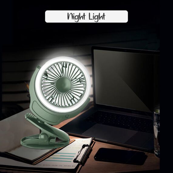 Teknum 2-In-1 Stroller Usb Charging Fan With Light 1200Mah, Color: Green, 3 image