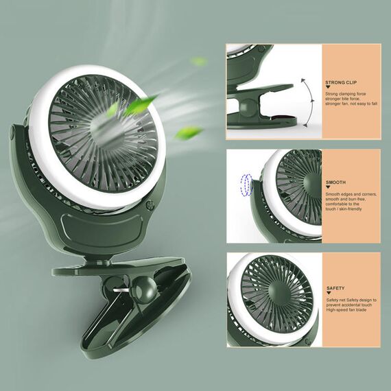 Teknum 2-In-1 Stroller Usb Charging Fan With Light 1200Mah, Color: Green, 4 image