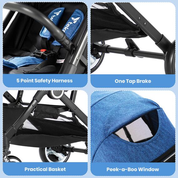 Teknum Travel Cabin Baby Stroller With Coffee Cup Holder 0–48 Months Up To 22Kg, Color: Blue, 7 image