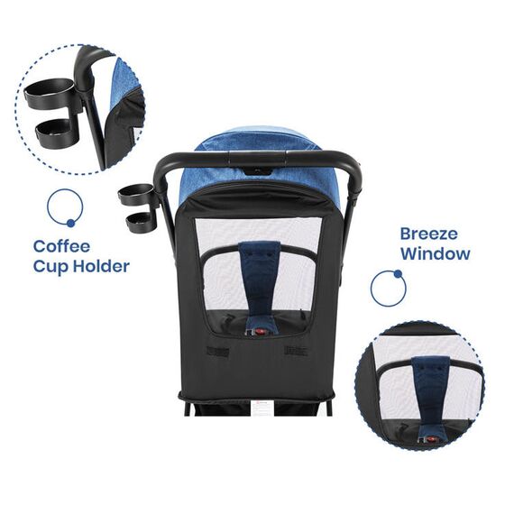 Teknum Travel Cabin Baby Stroller With Coffee Cup Holder 0–48 Months Up To 22Kg, Color: Blue, 9 image