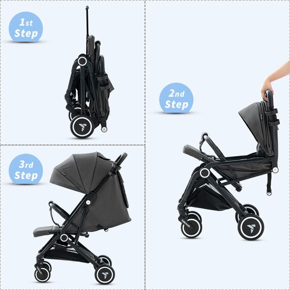 Teknum Travel Cabin Baby Stroller With Coffee Cup Holder 0–48 Months Up To 22Kg, Color: Slate Grey, 2 image