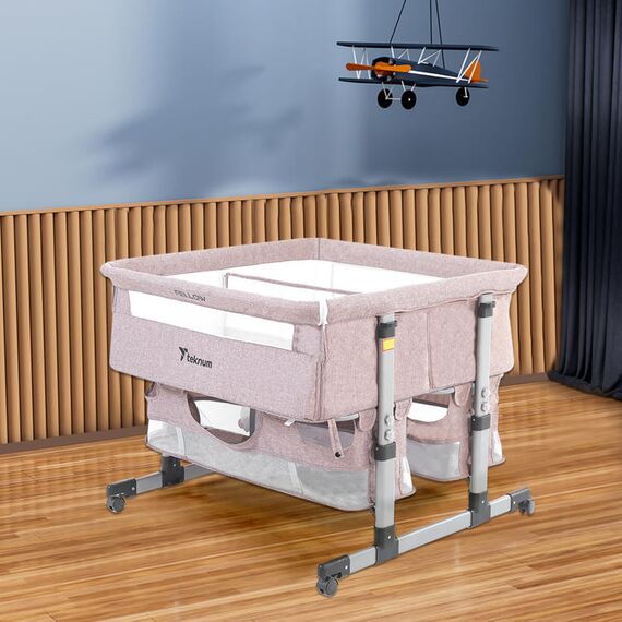 Teknum Twin Bed Side Fellow Crib 0–2 Years Up To 50Kg, Color: pink, 8 image