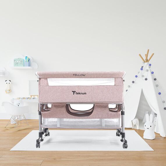 Teknum Twin Bed Side Fellow Crib 0–2 Years Up To 50Kg, Color: pink, 10 image