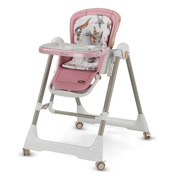 Teknum 5-In-1 Swing With High Chair Lockable Wheels 6–36 Months Up To 20Kg, Color: pink