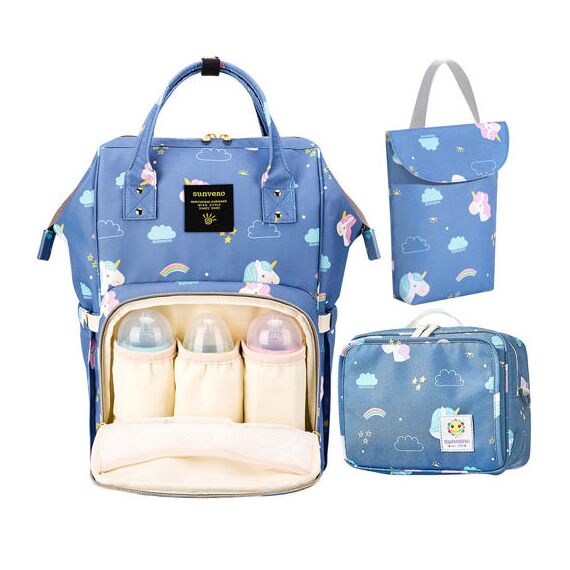 Sunveno Diaper Travel Kit With Usb Port And Changing Clutch 42X27X21Cm, Color: Blue