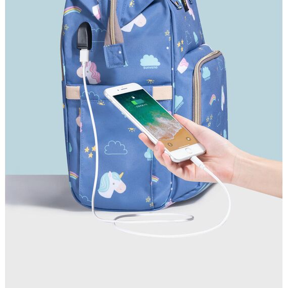 Sunveno Diaper Travel Kit With Usb Port And Changing Clutch 42X27X21Cm, Color: Blue, 5 image
