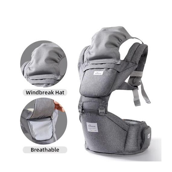 Sunveno Baby Carrier With Infant Hip Seat 0–36M – Grey, 2 image
