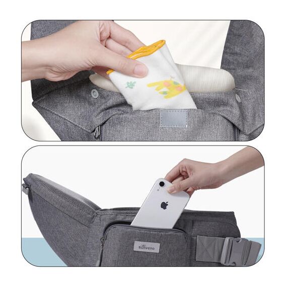 Sunveno Baby Carrier With Infant Hip Seat 0–36M – Grey, 9 image