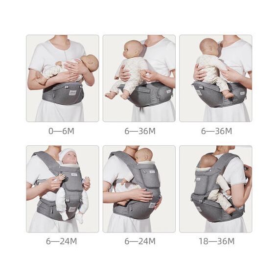 Sunveno Baby Carrier With Infant Hip Seat 0–36M – Grey, 10 image