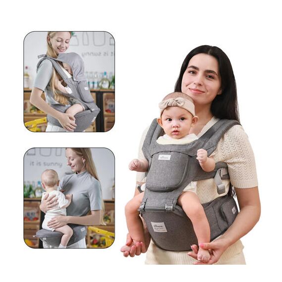 Sunveno Baby Carrier With Infant Hip Seat 0–36M – Grey, 11 image