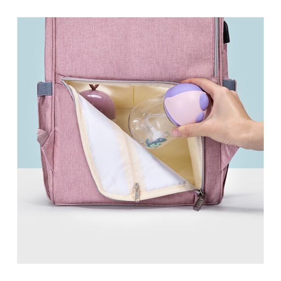Sunveno Diaper Bag With Usb Port, Color: pink, 7 image