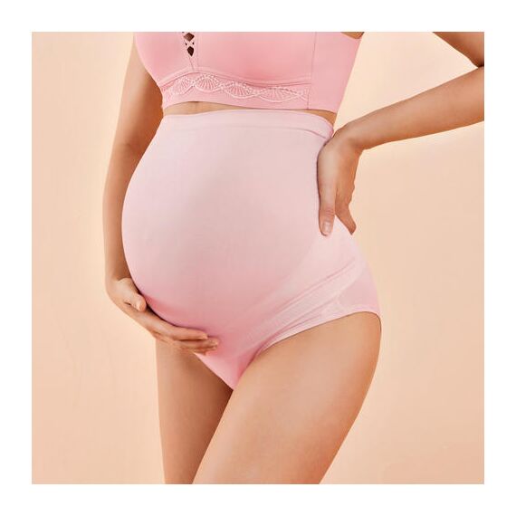 Sunveno High Waist Pregnancy Support Cotton Panties, Color: pink, Maternity Size: L, 2 image