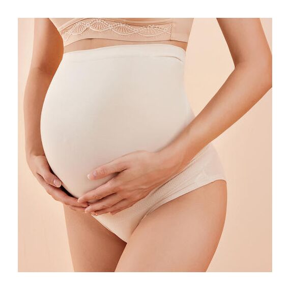 Sunveno High Waist Pregnancy Support Cotton Panties, Color: Skin, Maternity Size: XXL, 3 image
