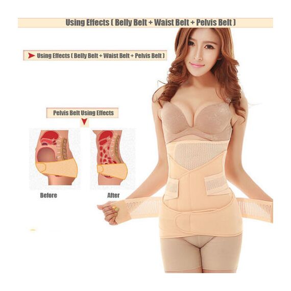 Sunveno 3 In 1 Adjustable Maternity Belt Postpartum Support Set, Color: Natural Color, Maternity Size: L, 3 image
