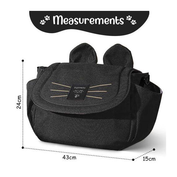 Sunveno Meow Stroller Diaper Bag, Color: Black, 9 image