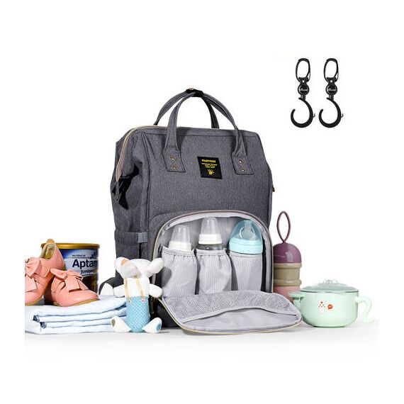 Sunveno Diaper Bag Xl With Stroller Hooks, Color: Grey, 2 image