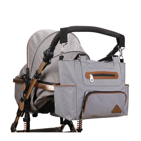 Little Story Diaper Bag Set Of 6 With Hooks, Color: Black, 3 image