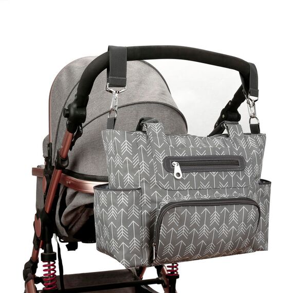 Little Story Diaper Bag Set Of 6 With Hooks, Color: Melange Grey, 18 image