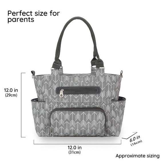 Little Story Diaper Bag Set Of 6 With Hooks, Color: Melange Grey, 19 image