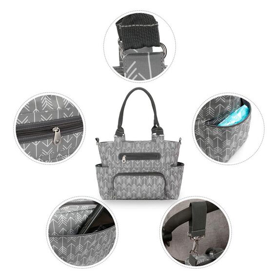 Little Story Diaper Bag Set Of 6 With Hooks, Color: Melange Grey, 22 image