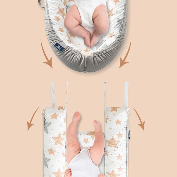 Little Story Fiberfill Newborn Lounger Bed With Feeding Pillow, Color: Multicolor, 6 image