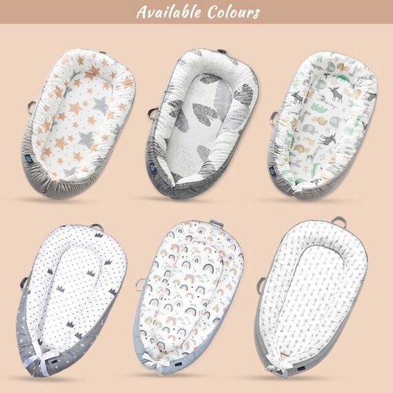 Little Story Fiberfill Newborn Lounger Bed With Feeding Pillow, Color: Multicolor, 15 image