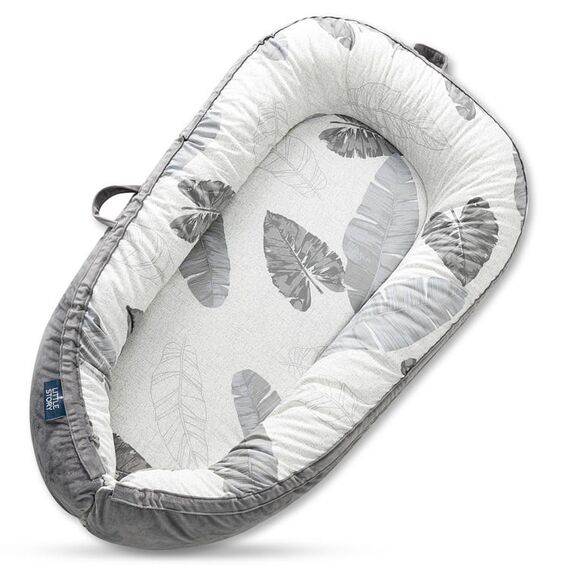 Little Story Fiberfill Newborn Lounger Bed With Feeding Pillow, Color: Grey, 2 image