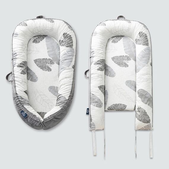 Little Story Fiberfill Newborn Lounger Bed With Feeding Pillow, Color: Grey, 5 image