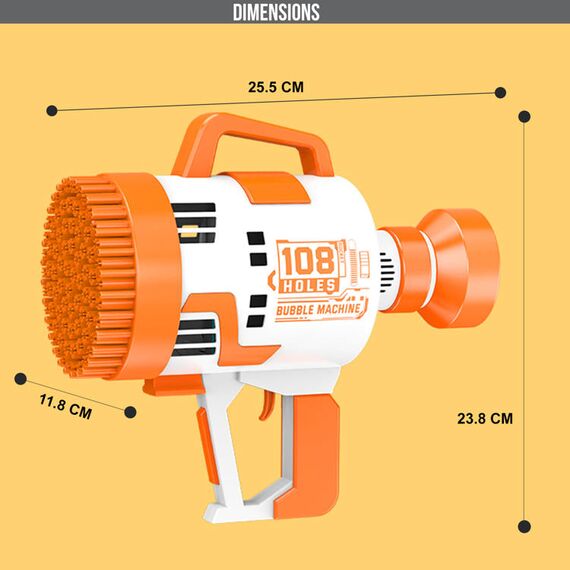 Little Story 108 Holes Bubble Machine Gun With Light For Kids Indoor & Outdoor, Color: Orange, 5 image
