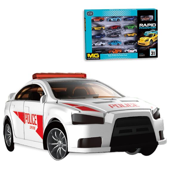 Little Story 16Pcs Slide Die Cast Car Set, Color: White
