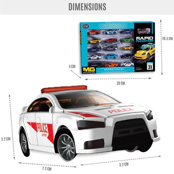 Little Story 16Pcs Slide Die Cast Car Set, Color: White, 4 image