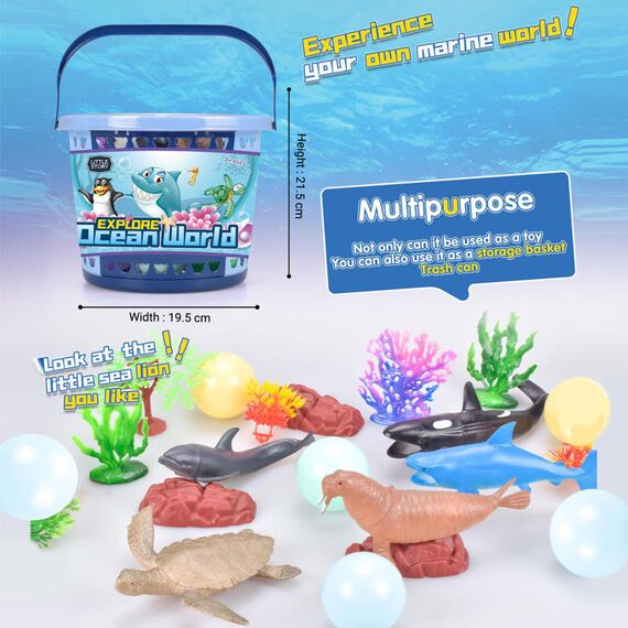 Little Story 21Pcs Dinosaur World Bucket Set With 5 Dinosaurs, 3 Eggs And Scene Accessories, Color: Multicolor, 3 image