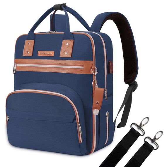 Little Story 2In1 Diaper Bag With Sanitizer Bottle Keychain & Stroller Hooks, Color: Blue