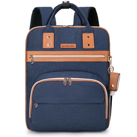 Little Story 2In1 Diaper Bag With Sanitizer Bottle Keychain & Stroller Hooks, Color: Blue, 3 image
