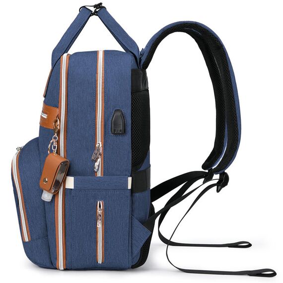 Little Story 2In1 Diaper Bag With Sanitizer Bottle Keychain & Stroller Hooks, Color: Blue, 4 image