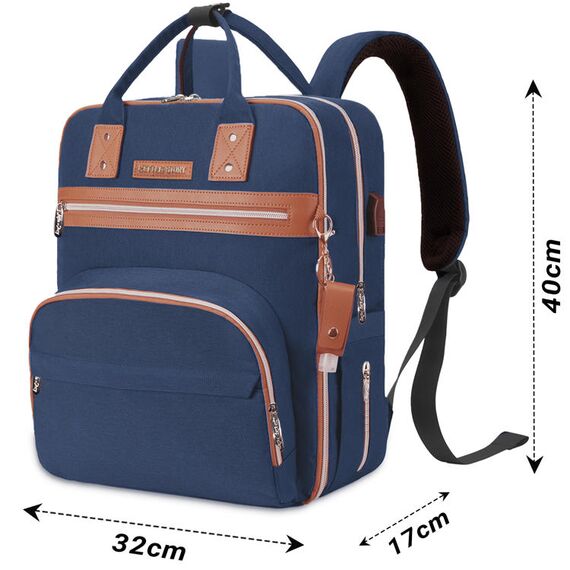 Little Story 2In1 Diaper Bag With Sanitizer Bottle Keychain & Stroller Hooks, Color: Blue, 6 image