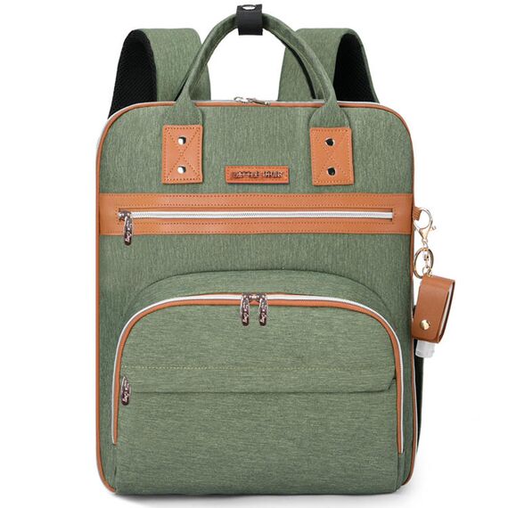 Little Story 2In1 Diaper Bag With Sanitizer Bottle Keychain & Stroller Hooks, Color: Green, 3 image