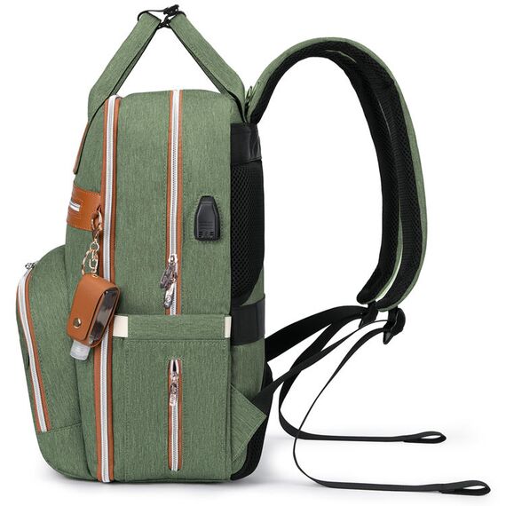 Little Story 2In1 Diaper Bag With Sanitizer Bottle Keychain & Stroller Hooks, Color: Green, 5 image