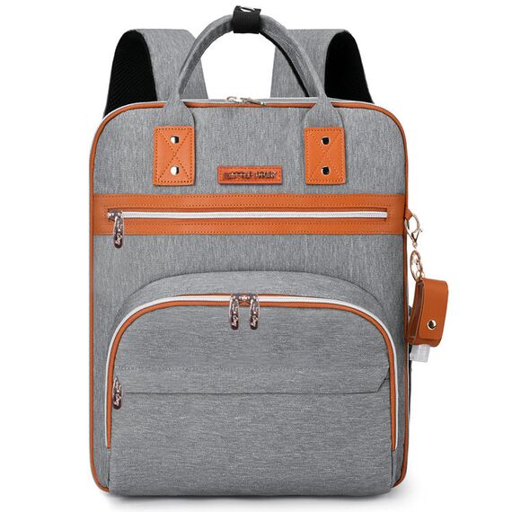 Little Story 2In1 Diaper Bag With Sanitizer Bottle Keychain & Stroller Hooks, Color: Grey, 7 image
