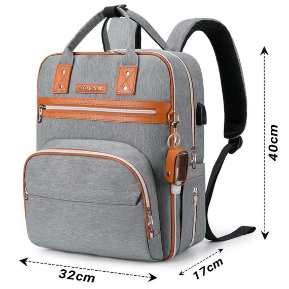 Little Story 2In1 Diaper Bag With Sanitizer Bottle Keychain & Stroller Hooks, Color: Grey, 10 image