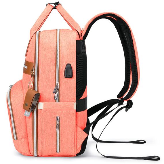 Little Story 2In1 Diaper Bag With Sanitizer Bottle Keychain & Stroller Hooks, Color: pink, 5 image