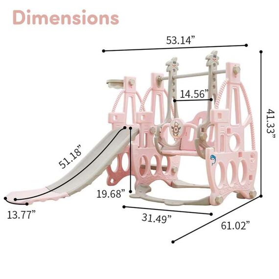 Little Story 3In1 Swing With Slide, Color: pink, 13 image