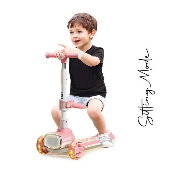Little Story Kids Scooter With Ride-On & Push Handle, Color: pink, 3 image