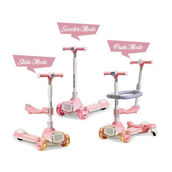 Little Story Kids Scooter With Ride-On & Push Handle, Color: pink, 5 image
