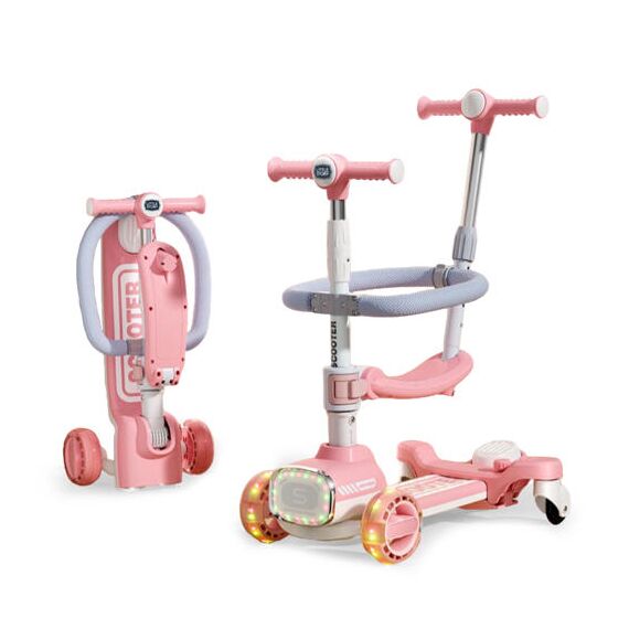 Little Story Kids Scooter With Ride-On & Push Handle, Color: pink, 11 image