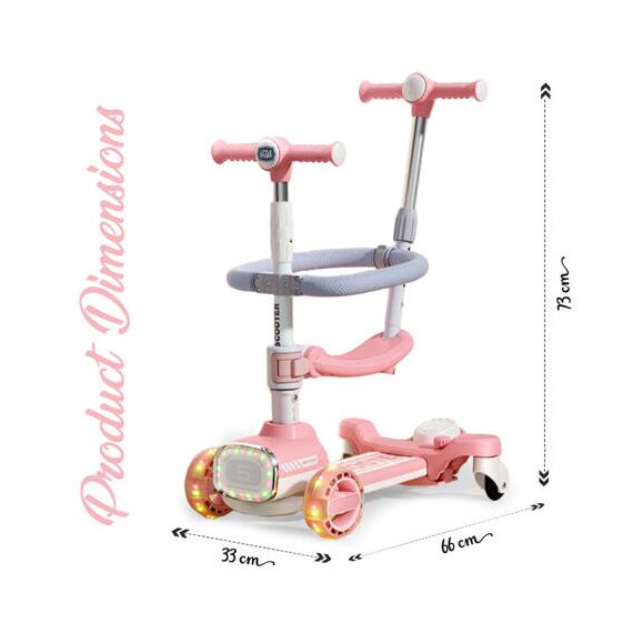 Little Story Kids Scooter With Ride-On & Push Handle, Color: pink, 12 image