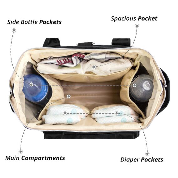Little Story Ace Diaper Bag, Color: Black, 10 image