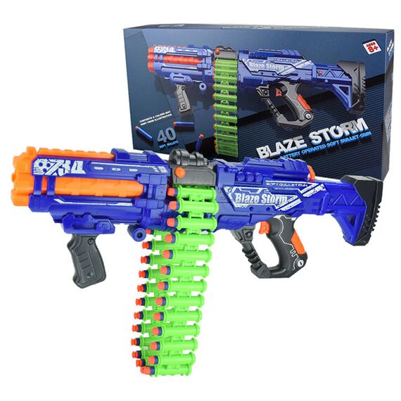 Little Story Kids Battery Operated Bullet Gun With 40Pcs Soft Bullets, Color: Blue, 6 image