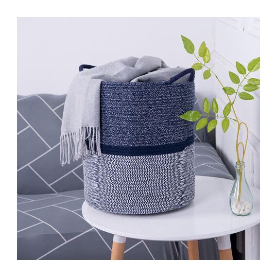 Little Story Cotton Rope Diaper Caddy Xl, Color: Blue, 4 image