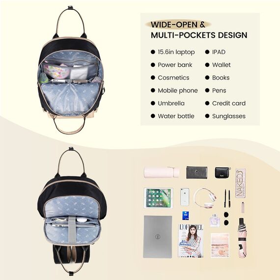 Little Story Kenzie Mom Dad Travel Diaper Backpack, Color: Black, 9 image